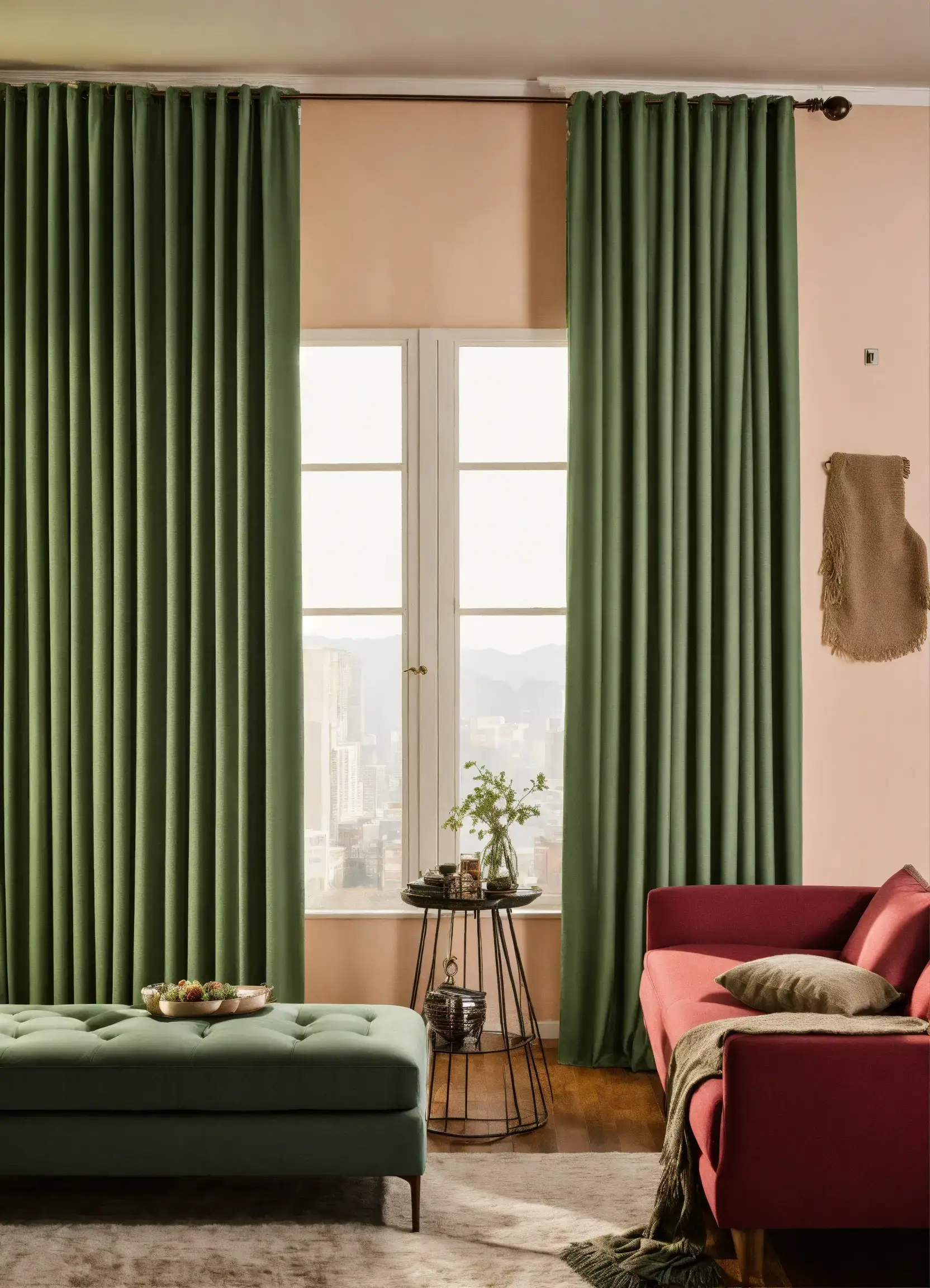 Slaapkamer met biologische katoenen gordijnen